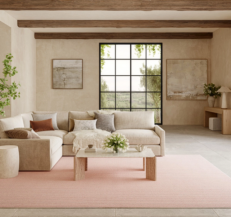 Natural Texture Ivory Rose NTX01 Polyester Contemporary Area Rug - 10 Ft x 14 Ft