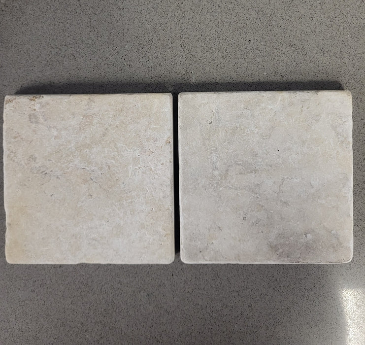 Jerusalem Ramon Medium Tumbled Limestone Tile - 4" x 4" x 3/8"