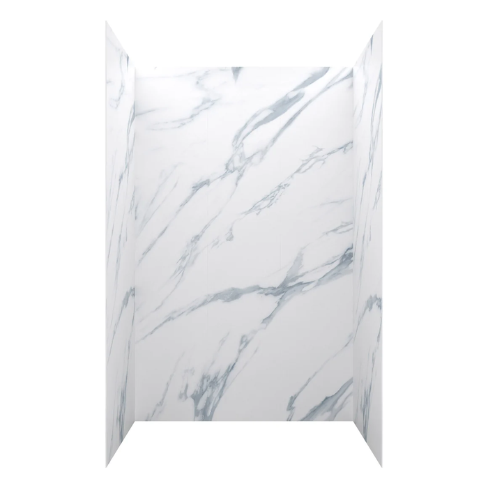 Jetcoat Core Carrara White 5 Piece Glue Up Composite Shower Wall - 48" x 34" x 78"