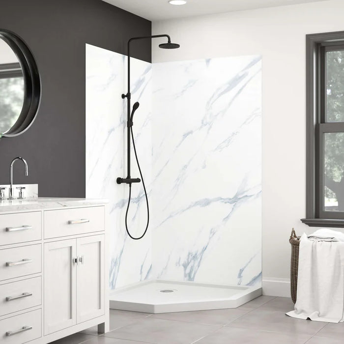Jetcoat Flex Stone Composite Dark Polished Grey Marble Shower Wall Dark Polished Grey Marble 8