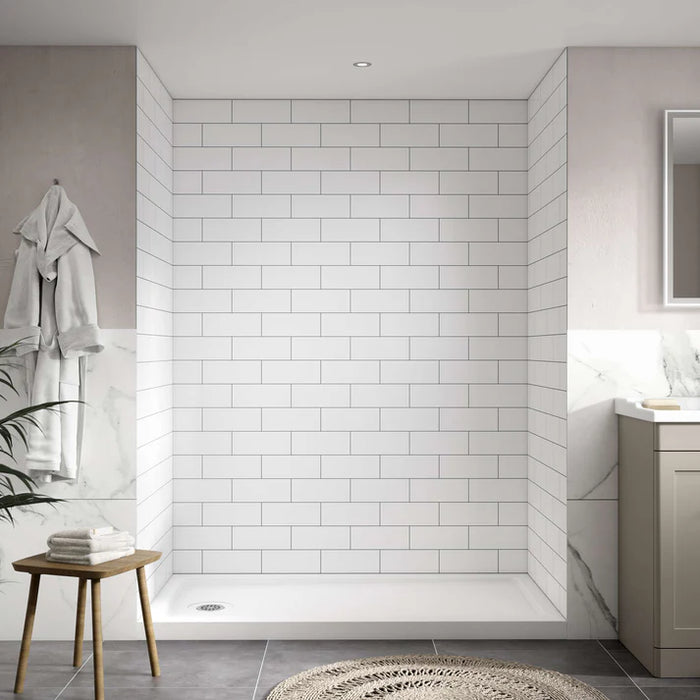 Jetcoat Flex Stone Composite White Subway Shower Wall White Subway 7