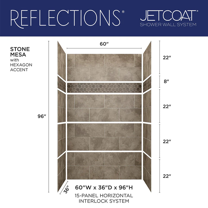 Jetcoat Reflection Mesa Stone Composite Shower Wall Stone Mesa 3