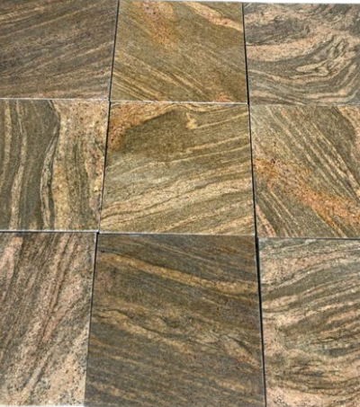 Full Tile Sample - Juparana Columbo Gold Granite Tile - 18" x 18" x 1/2" Polished