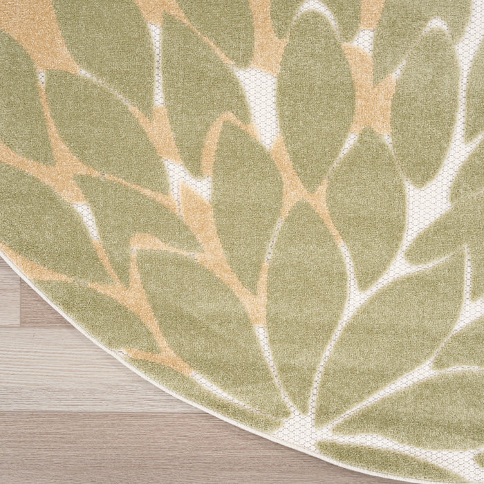 Aloha ALH05 Ivory Multicolor Polypropylene Outdoor Area Rug - 5 Ft x Round