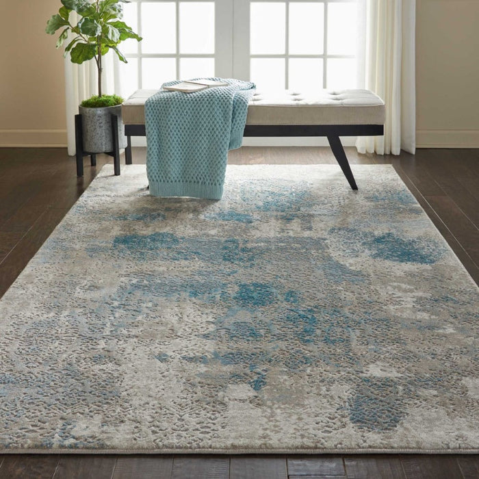 Karma Polypropylene & Polyester Ivory Light Blue IVLTB