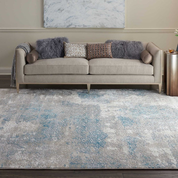 Karma Ivory Light Blue Polypropylene & Polyester IVLTB