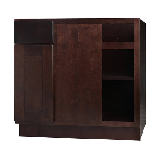 Beech Espresso Wood Corner Blind Base Cabinet 1