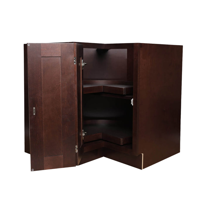 Beech Espresso Wood Corner Lazy Susan Base Cabinet 1