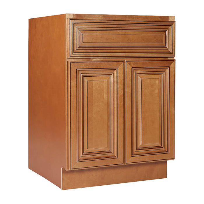 Coffee Glaze Wood Sink Base Cabinet 1