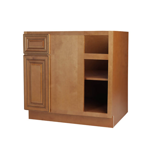 Coffee Glaze Wood Corner Blind Base Cabinet 1