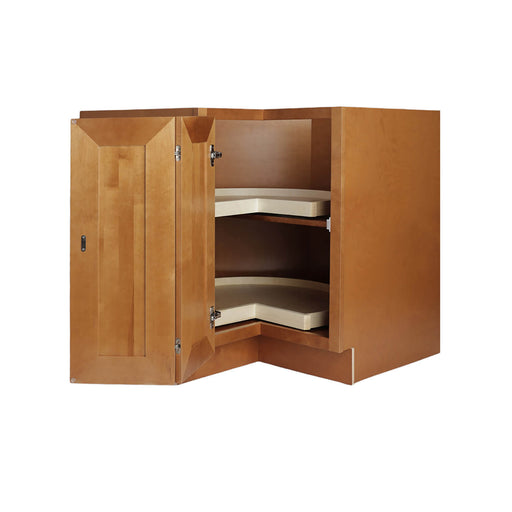 Coffee Glaze Wood Corner Lazy Susan Base Cabinet 1