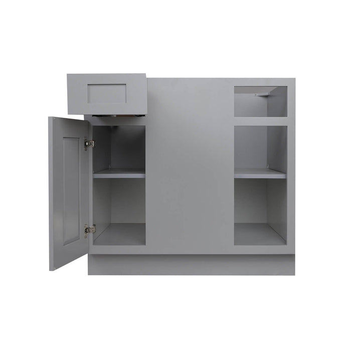 Gray Shaker Wood Corner Blind Base Cabinet 1