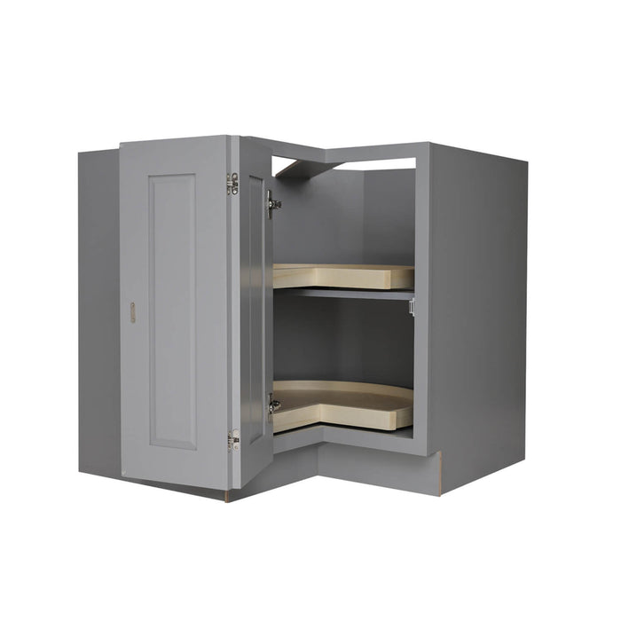 Gray Shaker Wood Corner Lazy Susan Base Cabinet 1