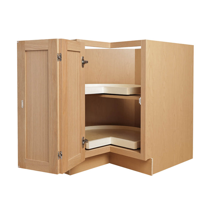 White Oak Wood Corner Lazy Susan Base Cabinet 1
