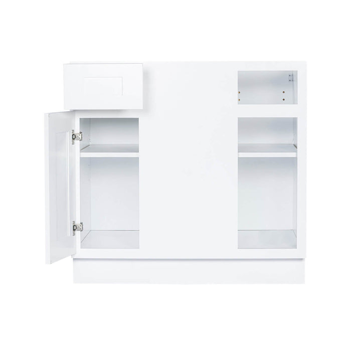 White Shaker Wood Corner Blind Base Cabinet 1