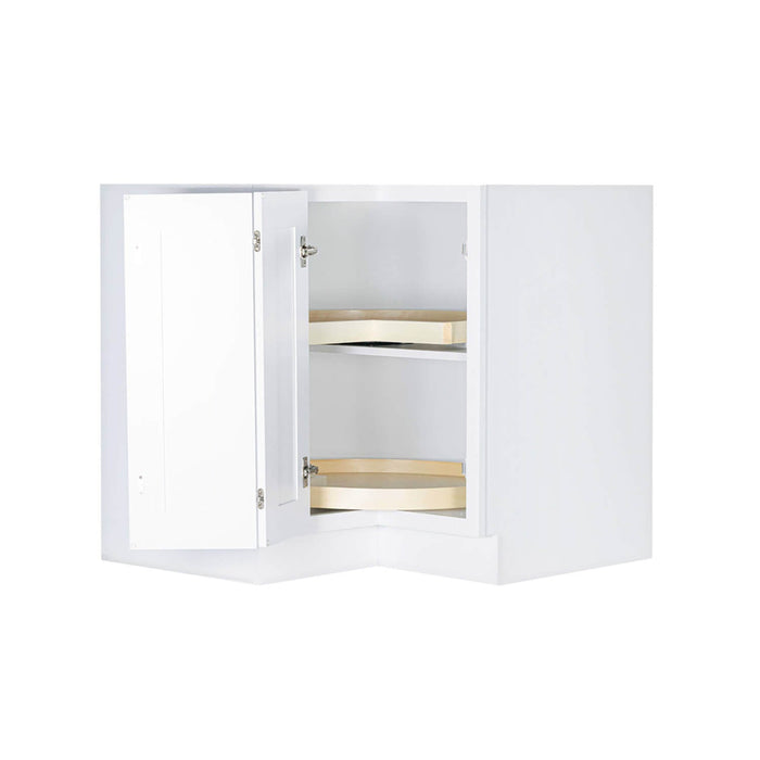 Shaker White Wood Corner Lazy Susan Base Cabinet 1