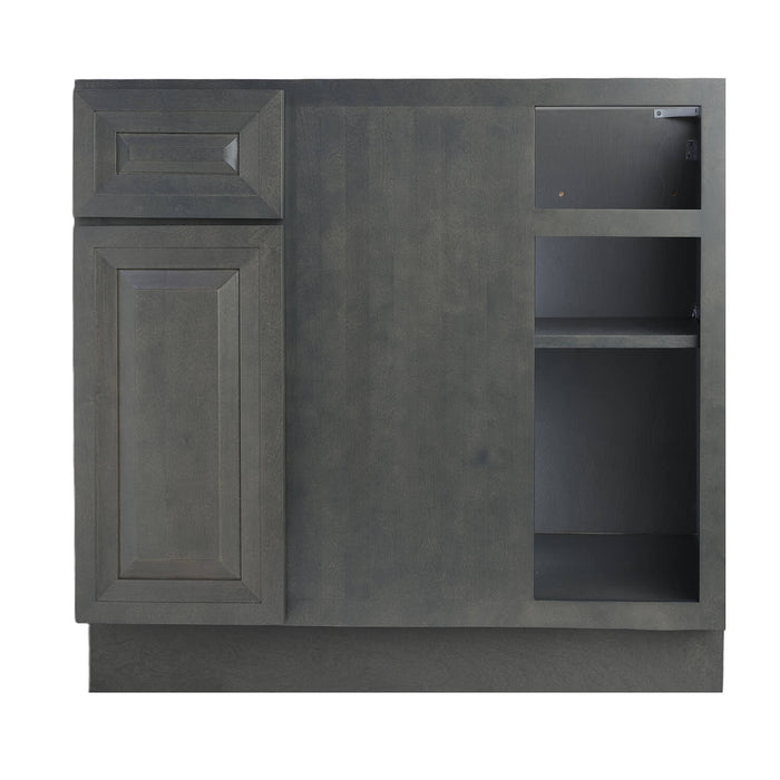 Ash Gray Wood Corner Blind Base Cabinet 1