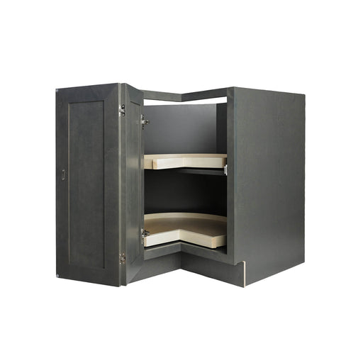 Ash Gray Wood Corner Lazy Susan Base Cabinet 1