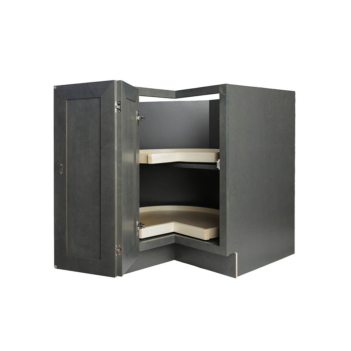 Ash Gray Wood Corner Lazy Susan Base Cabinet 1