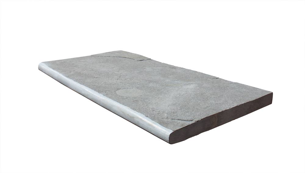 Kota Blue Limestone Bullnose Coping Tumbled & Brushed 1
