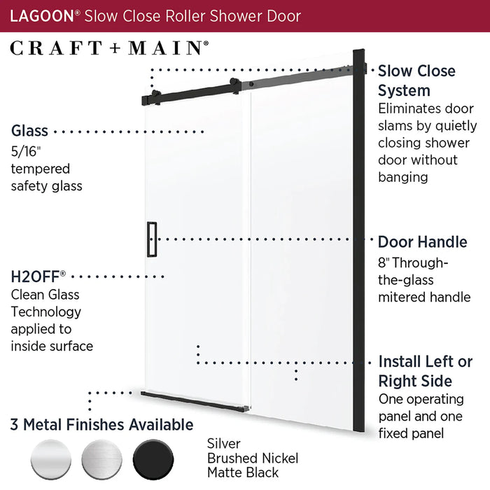 Lagoon Glass & Aluminum Matte Black Shower Door Matte Black 3
