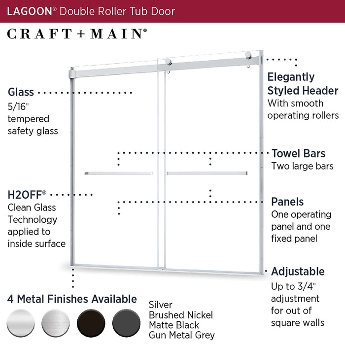 Lagoon Glass & Aluminum Brushed Nickel Shower Door Brushed Nickel 3