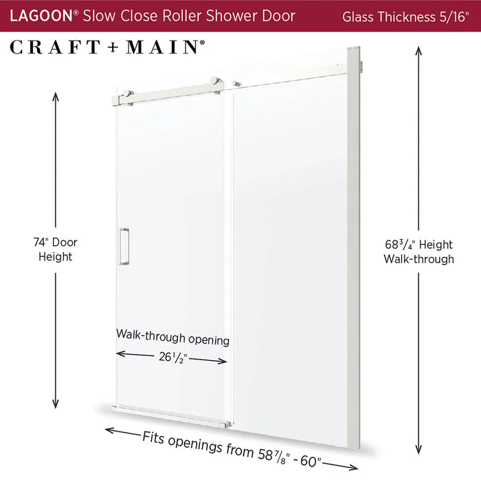 Lagoon Glass & Aluminum Brushed Nickel Shower Door Brushed Nickel 2