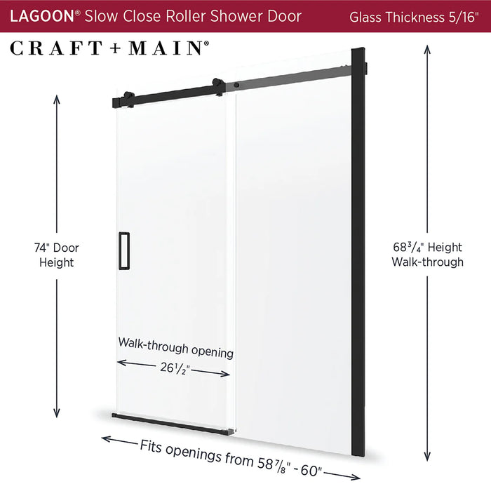Lagoon Glass & Aluminum Matte Black Shower Door Matte Black 5