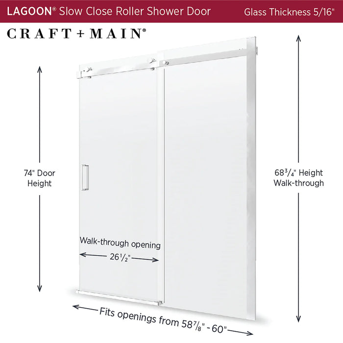 Lagoon Glass & Aluminum Silver Shower Door Silver 3