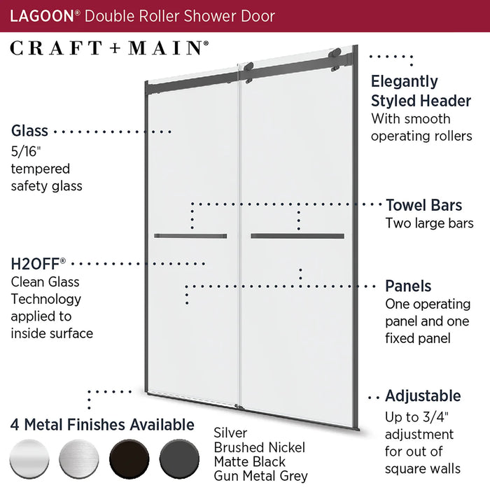 Lagoon Glass & Aluminum Gun Metal Grey Shower Door Gun Metal Grey 3