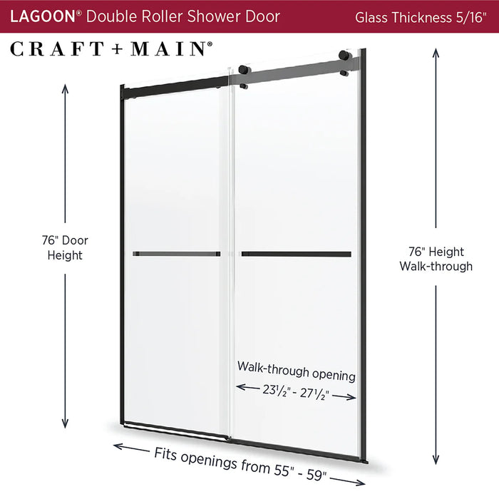Lagoon Glass & Aluminum Matte Black Shower Door Matte Black 2