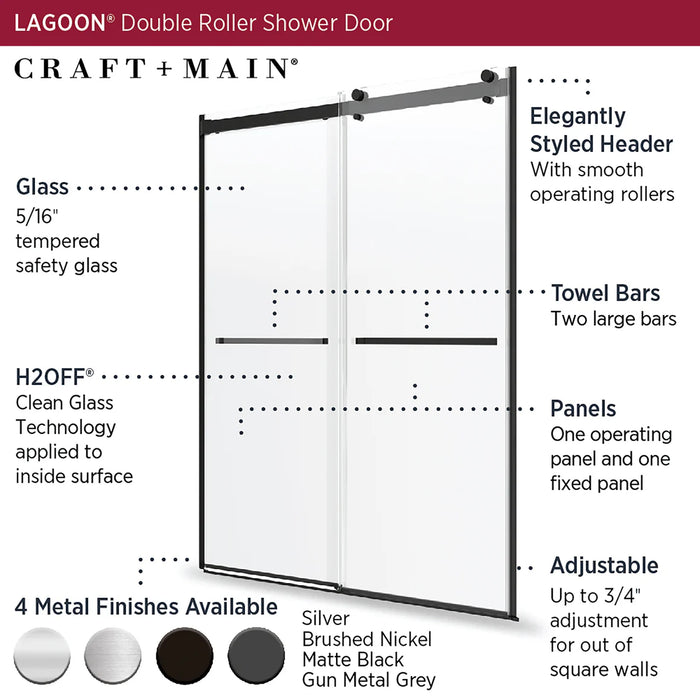 Lagoon Glass & Aluminum Matte Black Shower Door Matte Black 3