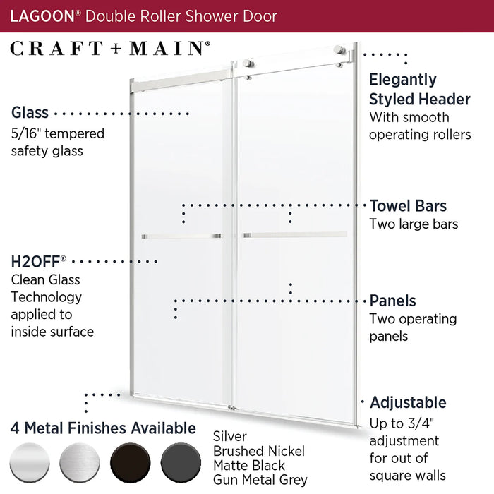 Lagoon Glass & Aluminum Brushed Nickel Shower Door Brushed Nickel 6