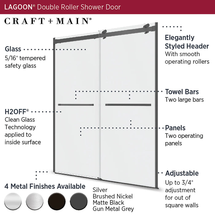 Lagoon Glass & Aluminum Gun Metal Grey Shower Door Gun Metal Grey 6