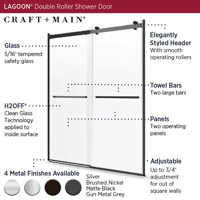 Lagoon Glass & Aluminum Matte Black Shower Door Matte Black 6