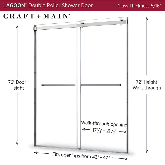 Lagoon Glass & Aluminum Silver Shower Door Silver 5