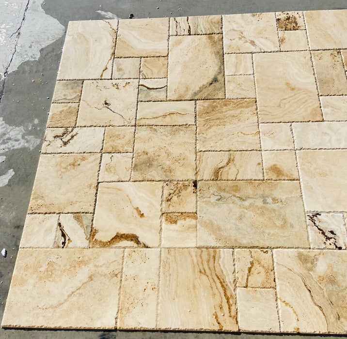Leonardo Grey Travertine Pattern Chiseled & Brushed 6