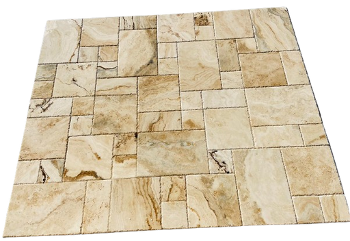 Leonardo Grey Travertine Versailles Pattern Chiseled & Brushed 1