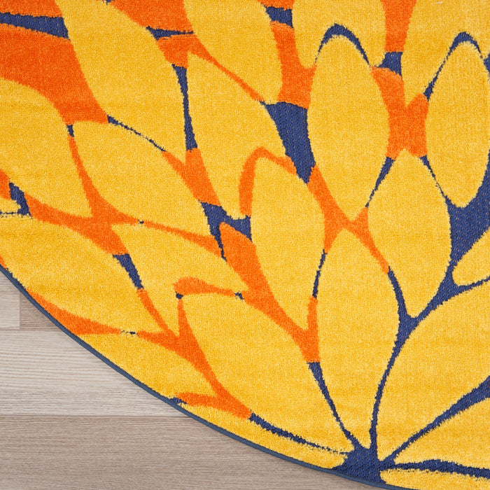 Aloha ALH05 Navy Multicolor Polypropylene Outdoor Area Rug - 8 Ft x Round