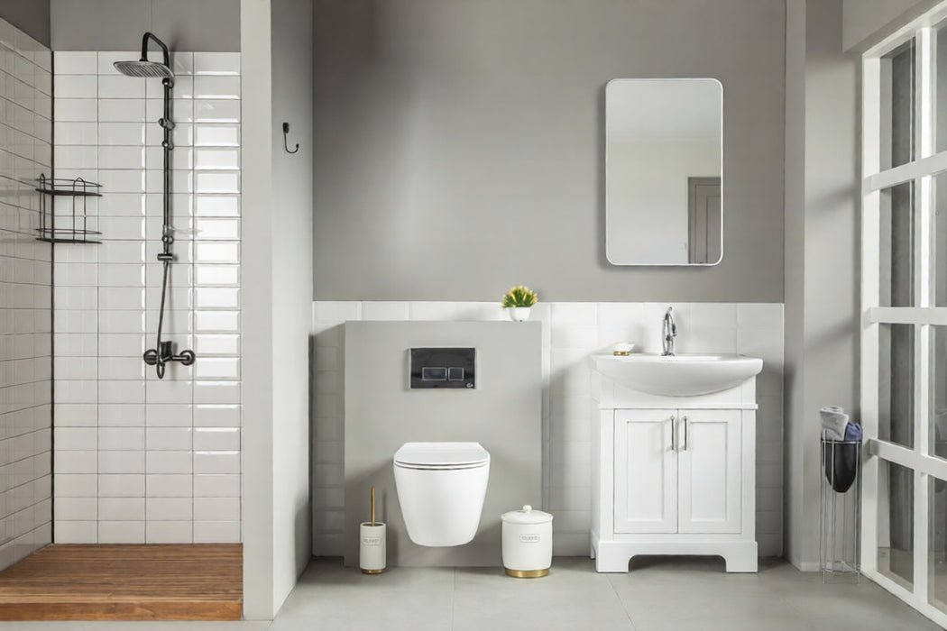 Luna Wood White Bathroom Vanity White 2