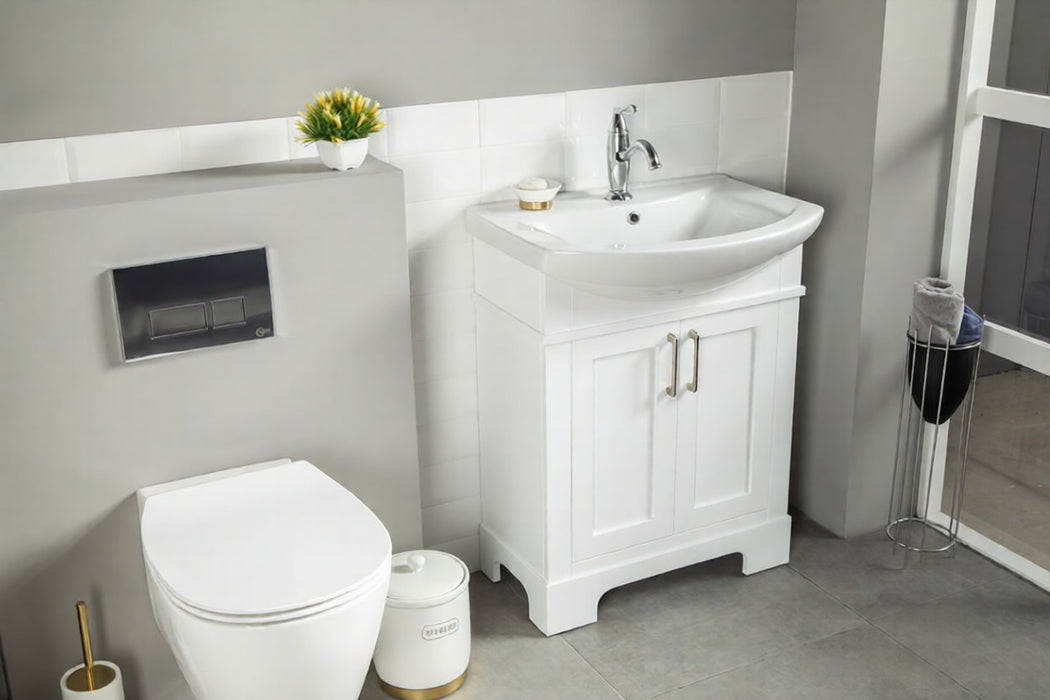 Luna Wood White Bathroom Vanity White 3