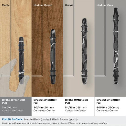 Carrione Zinc Marble Black / Black Bronze Cabinet Pull 26