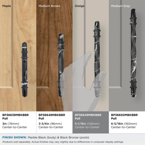 Carrione Zinc Marble Black / Black Bronze Cabinet Pull 30