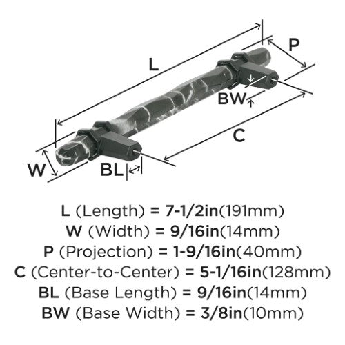Carrione Zinc Marble Black / Black Bronze Cabinet Pull 8