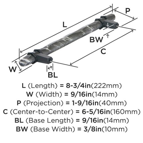Carrione Zinc Marble Black / Black Bronze Cabinet Pull 9
