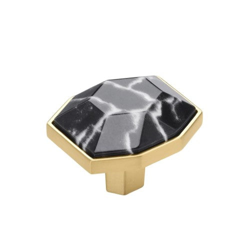 Carrione Zinc Marble Black / Champagne Bronze Cabinet Knob 1