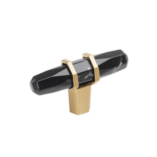 Carrione Zinc Marble Black / Champagne Bronze Cabinet Knob 2