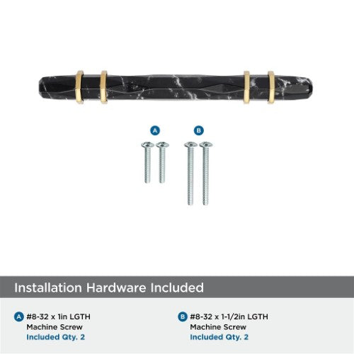 Carrione Zinc Marble Black / Champagne Bronze Cabinet Pull 16