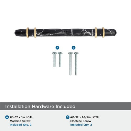 Carrione Zinc Marble Black / Champagne Bronze Cabinet Pull 17