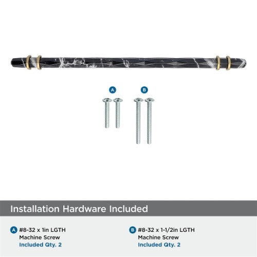 Carrione Zinc Marble Black / Champagne Bronze Cabinet Pull 15